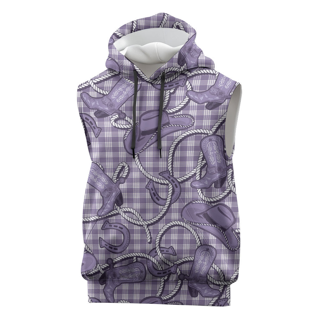 Purple Hawaii Palaka Cowboy Sleeveless Hoodie Hawaiian Paniolo Festival Spirit