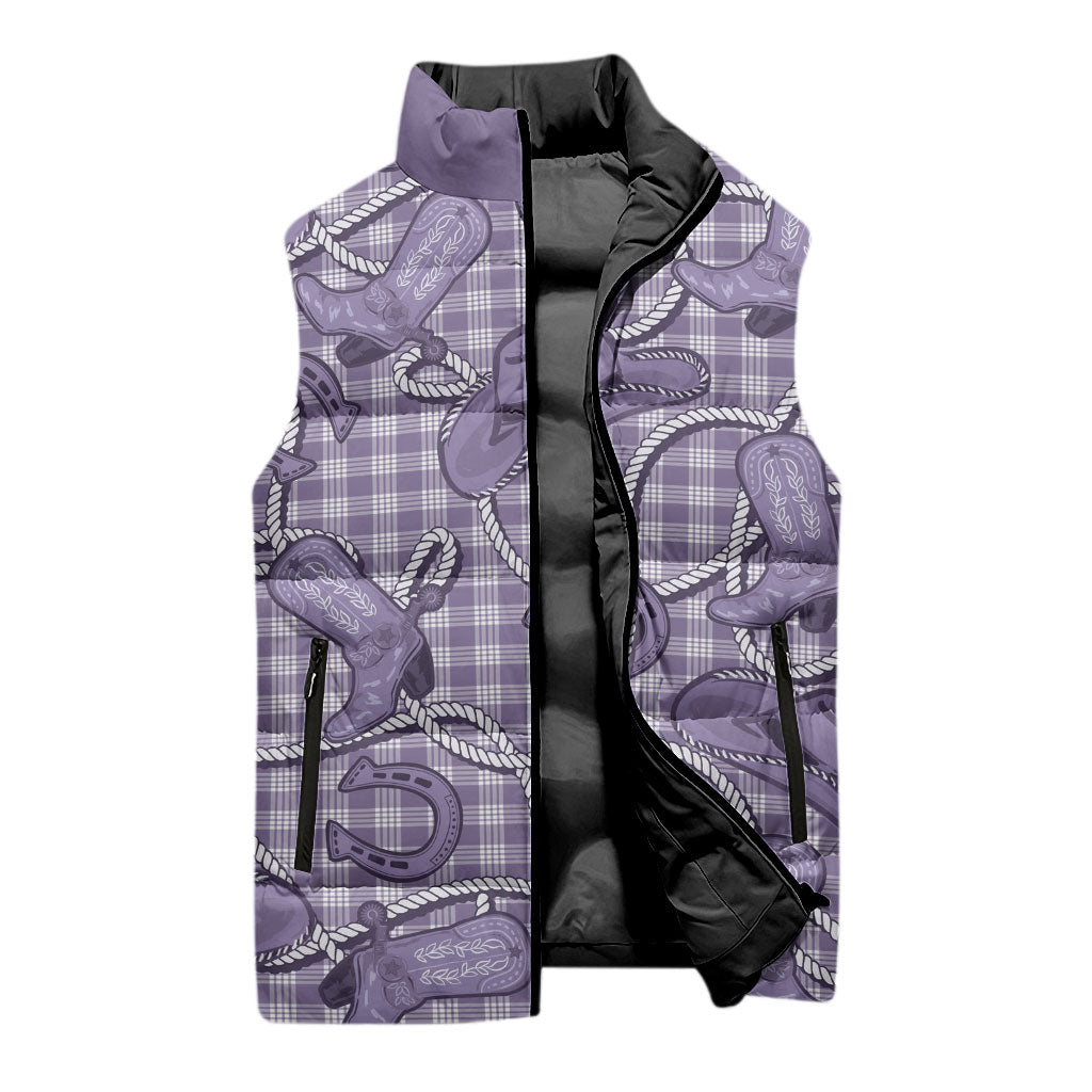 Purple Hawaii Palaka Cowboy Sleeveless Puffer Jacket Hawaiian Paniolo Festival Spirit
