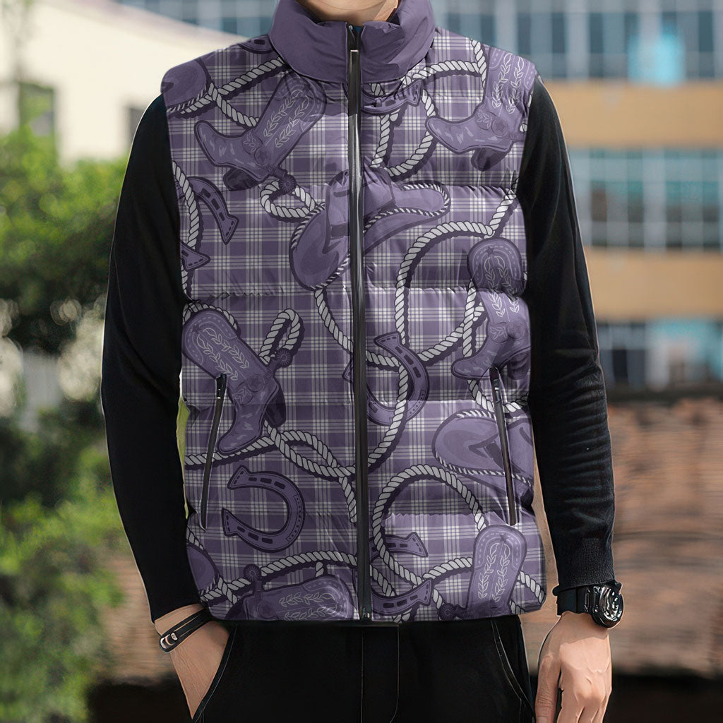 Purple Hawaii Palaka Cowboy Sleeveless Puffer Jacket Hawaiian Paniolo Festival Spirit