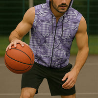 Purple Hawaii Palaka Cowboy Sleeveless Zip Hoodie Hawaiian Paniolo Festival Spirit