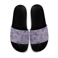 Purple Hawaii Palaka Cowboy Slide Sandals Hawaiian Paniolo Festival Spirit