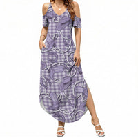 Purple Hawaii Palaka Cowboy Summer Maxi Dress Hawaiian Paniolo Festival Spirit