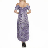 Purple Hawaii Palaka Cowboy Summer Maxi Dress Hawaiian Paniolo Festival Spirit