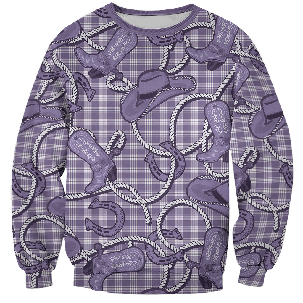 Purple Hawaii Palaka Cowboy Sweatshirt Hawaiian Paniolo Festival Spirit
