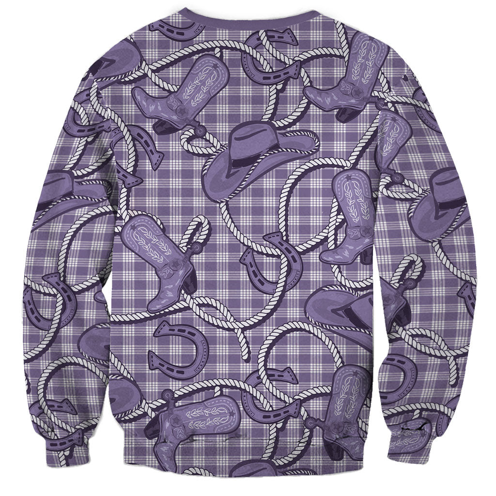Purple Hawaii Palaka Cowboy Sweatshirt Hawaiian Paniolo Festival Spirit