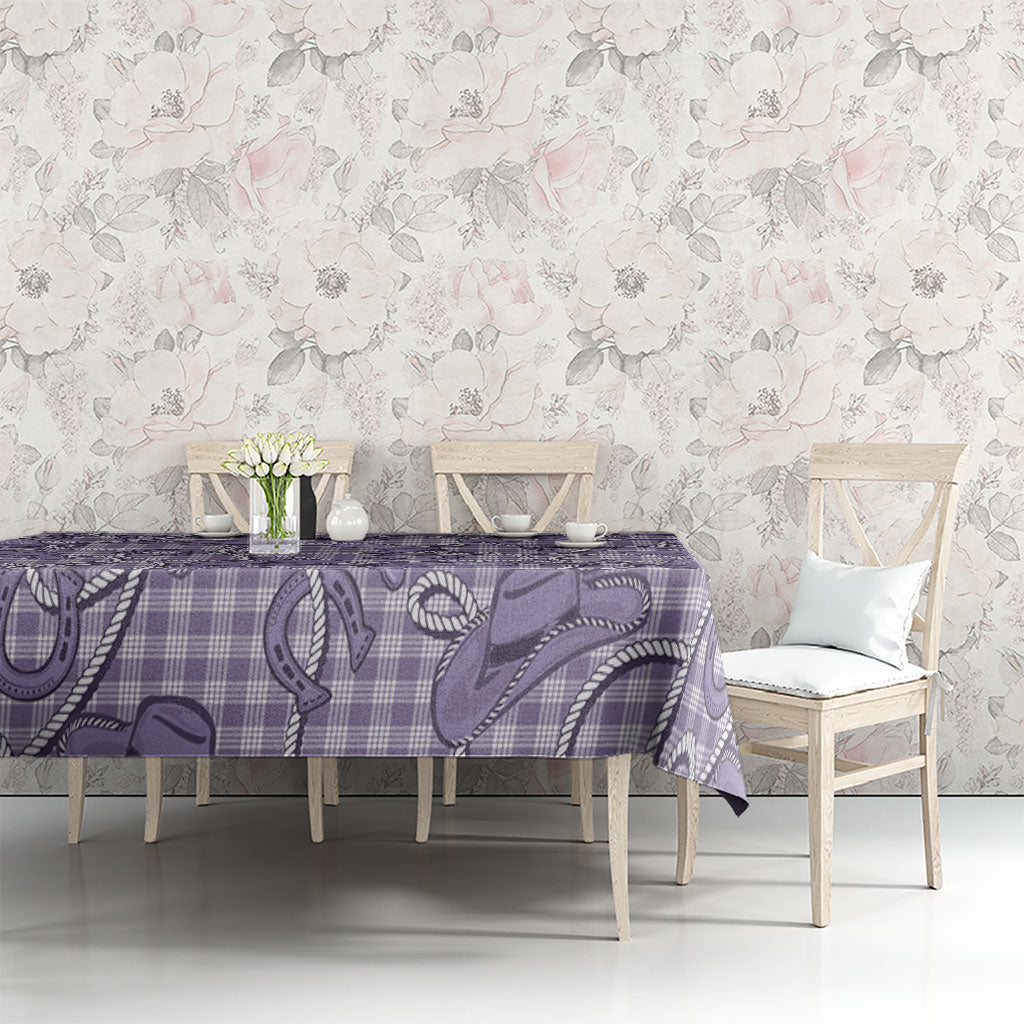 Purple Hawaii Palaka Cowboy Tablecloth Hawaiian Paniolo Festival Spirit