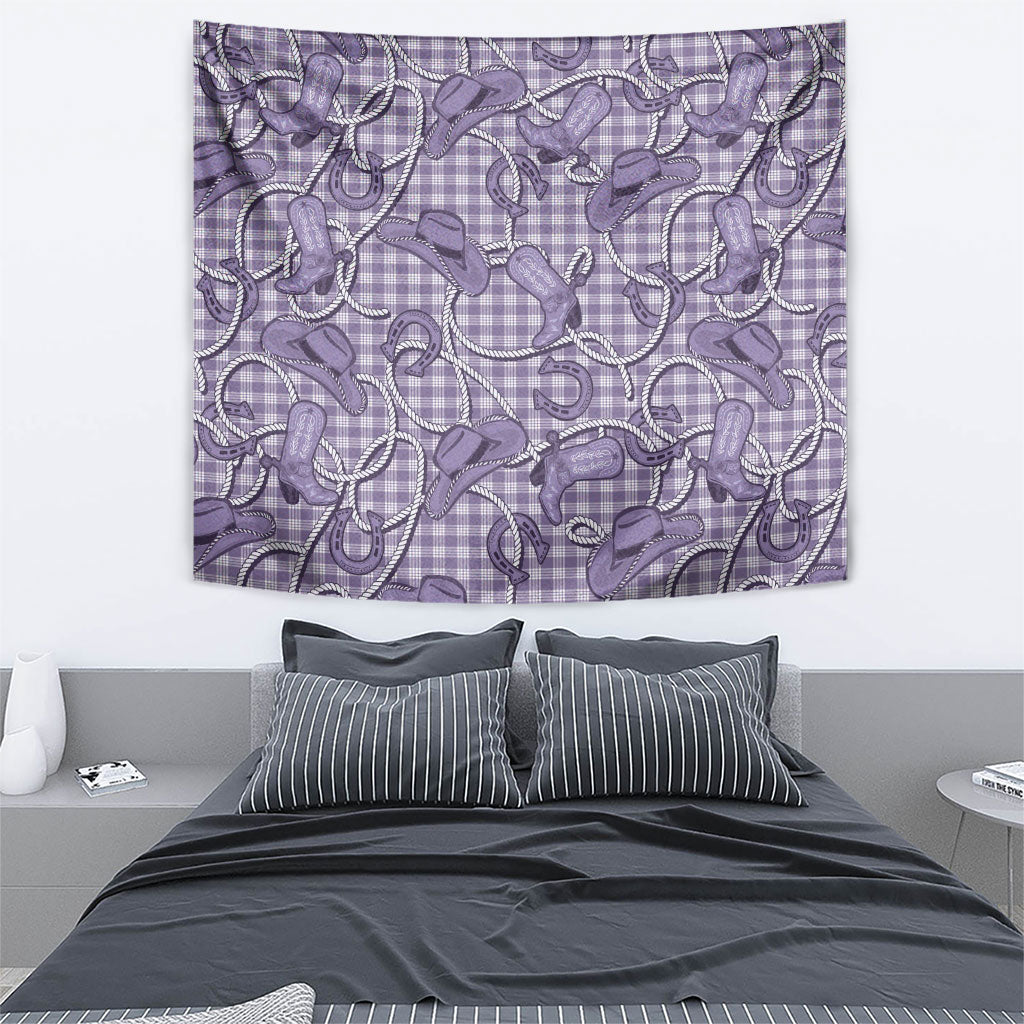 Purple Hawaii Palaka Cowboy Tapestry Hawaiian Paniolo Festival Spirit