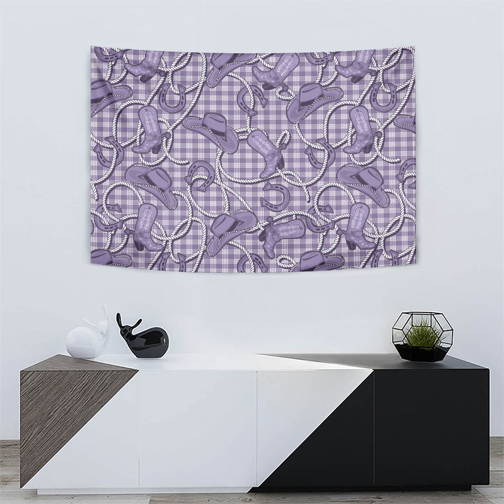 Purple Hawaii Palaka Cowboy Tapestry Hawaiian Paniolo Festival Spirit