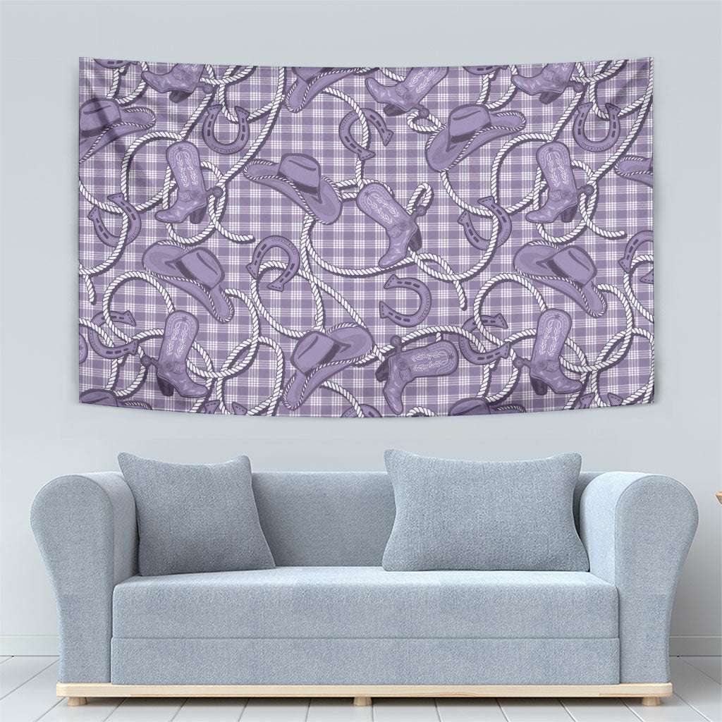 Purple Hawaii Palaka Cowboy Tapestry Hawaiian Paniolo Festival Spirit