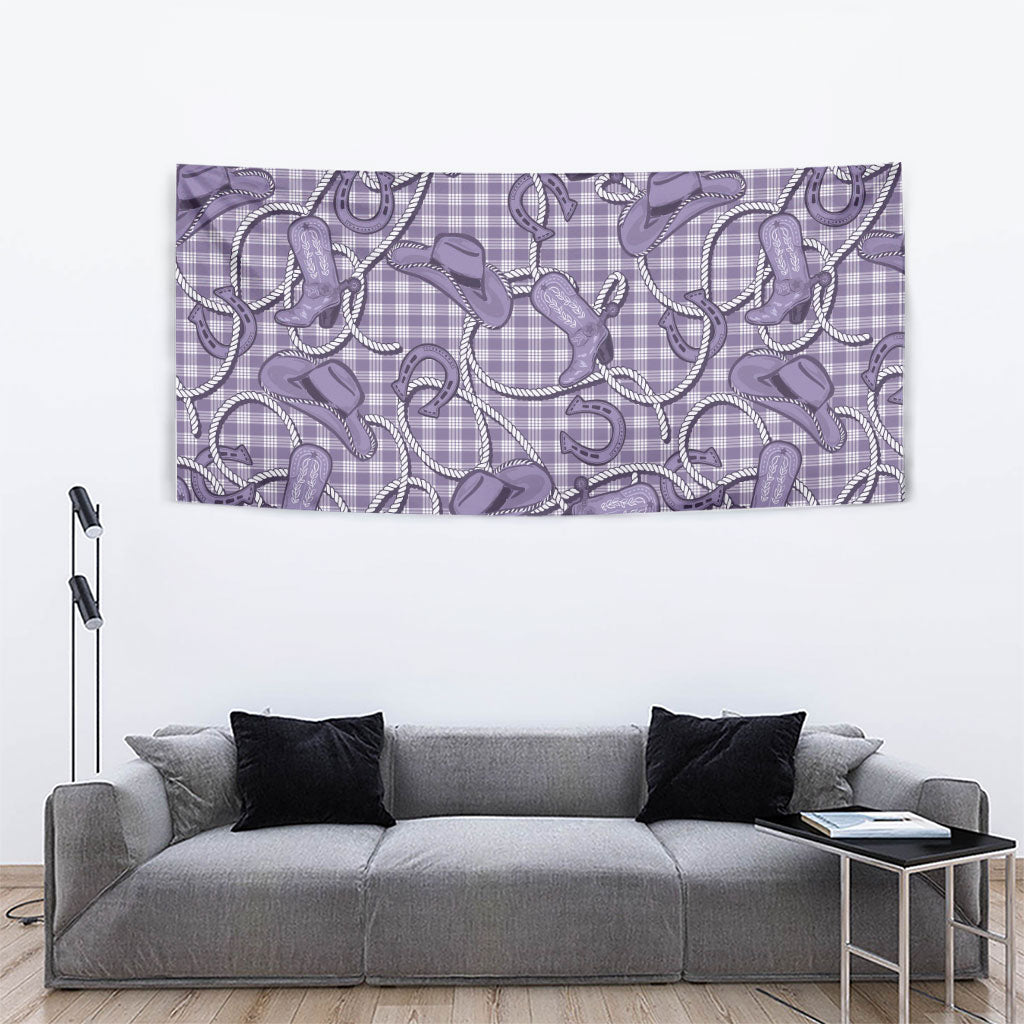 Purple Hawaii Palaka Cowboy Tapestry Hawaiian Paniolo Festival Spirit