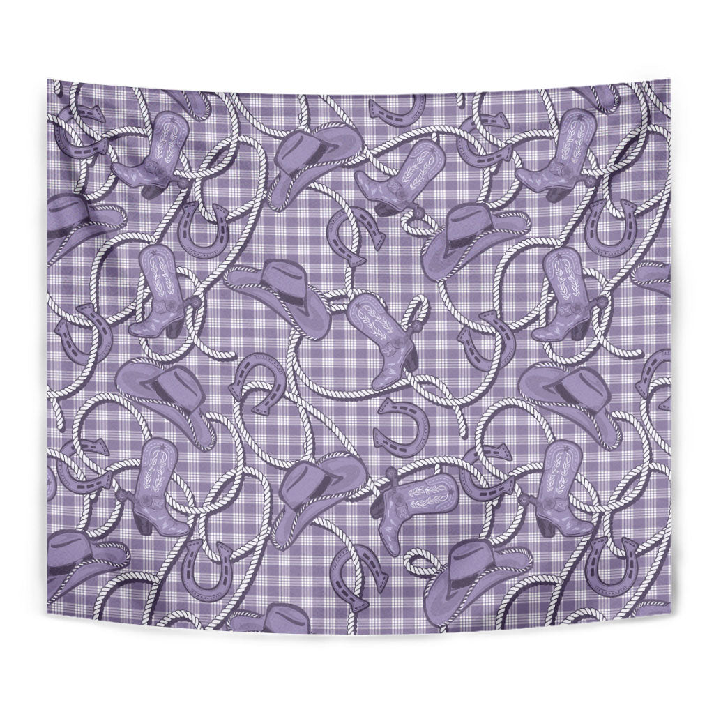 Purple Hawaii Palaka Cowboy Tapestry Hawaiian Paniolo Festival Spirit