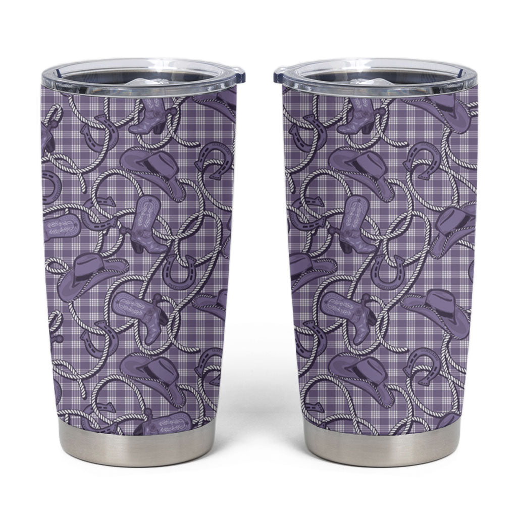 Purple Hawaii Palaka Cowboy Tumbler Cup Hawaiian Paniolo Festival Spirit