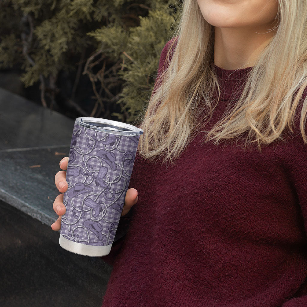 Purple Hawaii Palaka Cowboy Tumbler Cup Hawaiian Paniolo Festival Spirit