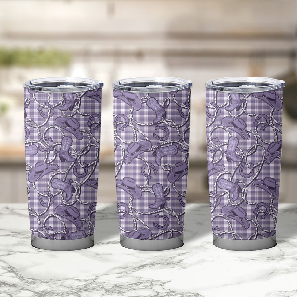 Purple Hawaii Palaka Cowboy Tumbler Cup Hawaiian Paniolo Festival Spirit