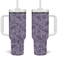 Purple Hawaii Palaka Cowboy Tumbler With Handle Hawaiian Paniolo Festival Spirit