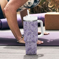 Purple Hawaii Palaka Cowboy Tumbler With Handle Hawaiian Paniolo Festival Spirit