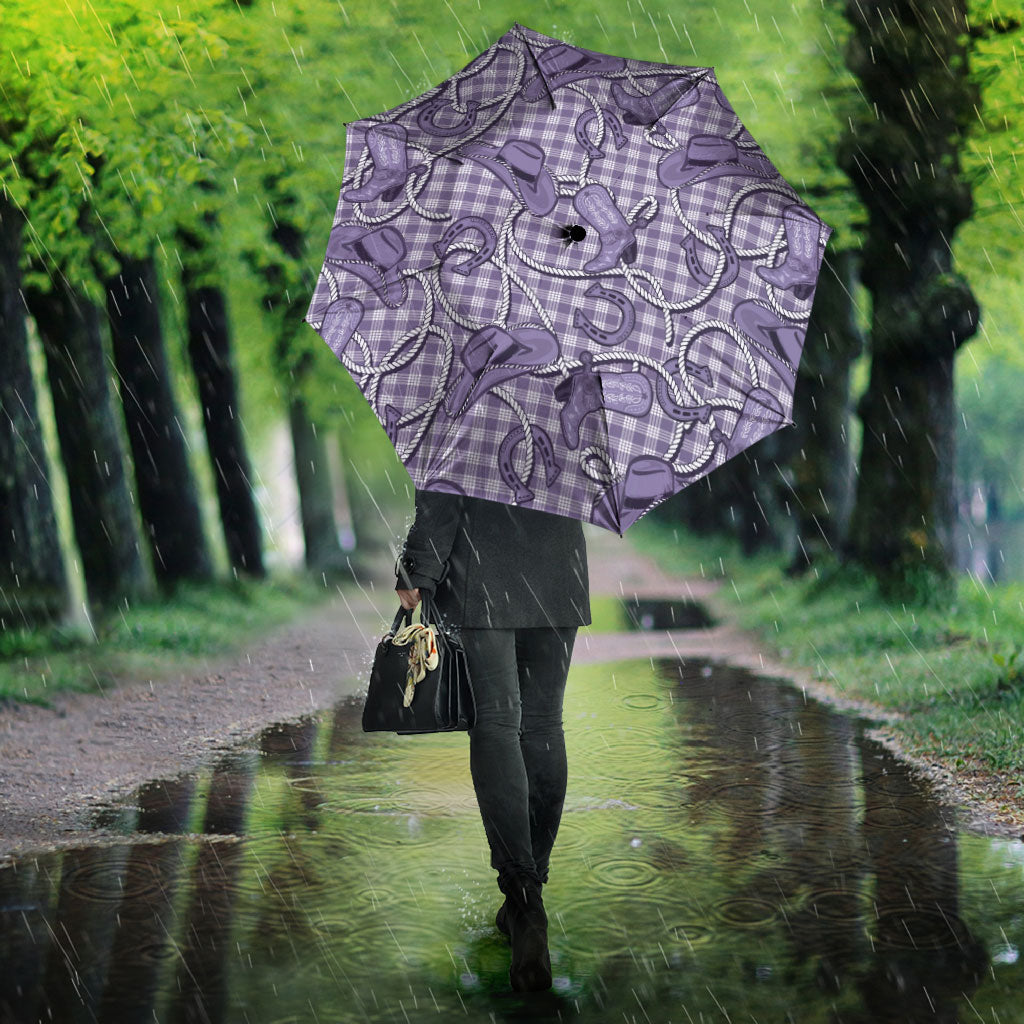 Purple Hawaii Palaka Cowboy Umbrella Hawaiian Paniolo Festival Spirit
