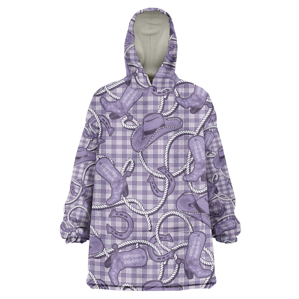 Purple Hawaii Palaka Cowboy Wearable Blanket Hoodie Hawaiian Paniolo Festival Spirit