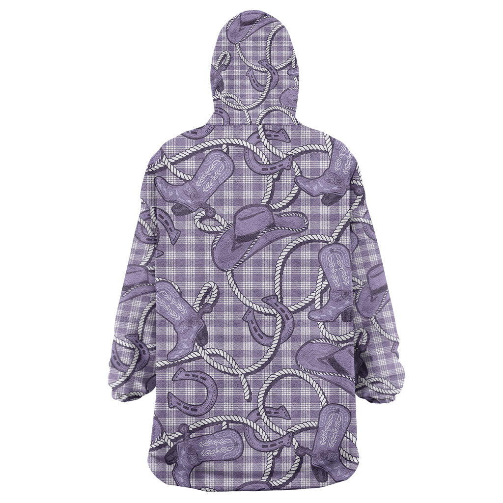 Purple Hawaii Palaka Cowboy Wearable Blanket Hoodie Hawaiian Paniolo Festival Spirit