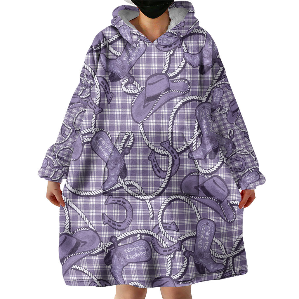 Purple Hawaii Palaka Cowboy Wearable Blanket Hoodie Hawaiian Paniolo Festival Spirit