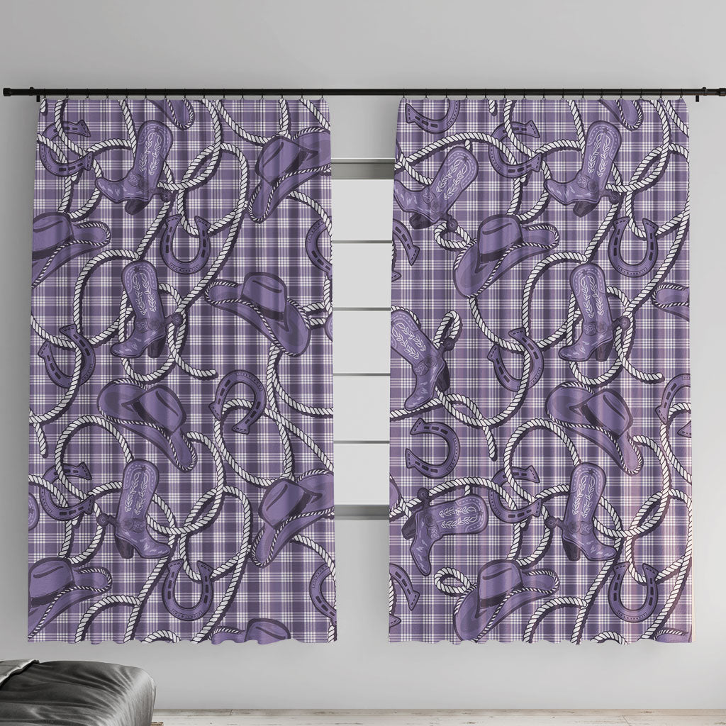 Purple Hawaii Palaka Cowboy Window Curtain Hawaiian Paniolo Festival Spirit