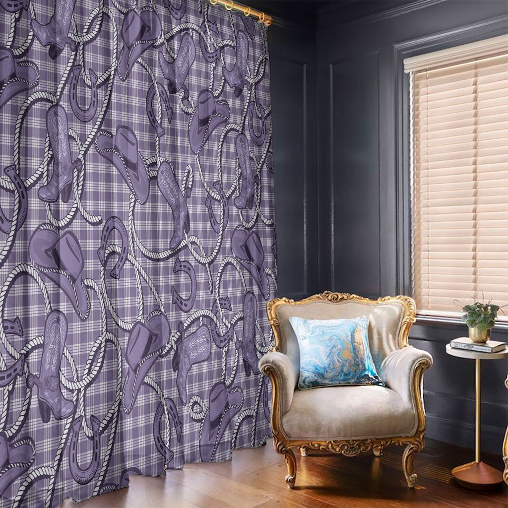 Purple Hawaii Palaka Cowboy Window Curtain Hawaiian Paniolo Festival Spirit