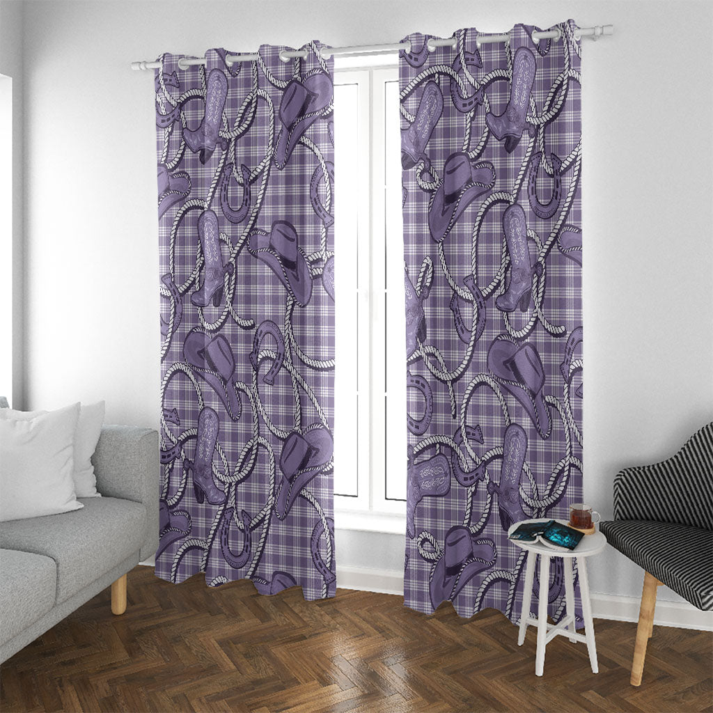 Purple Hawaii Palaka Cowboy Window Curtain Hawaiian Paniolo Festival Spirit
