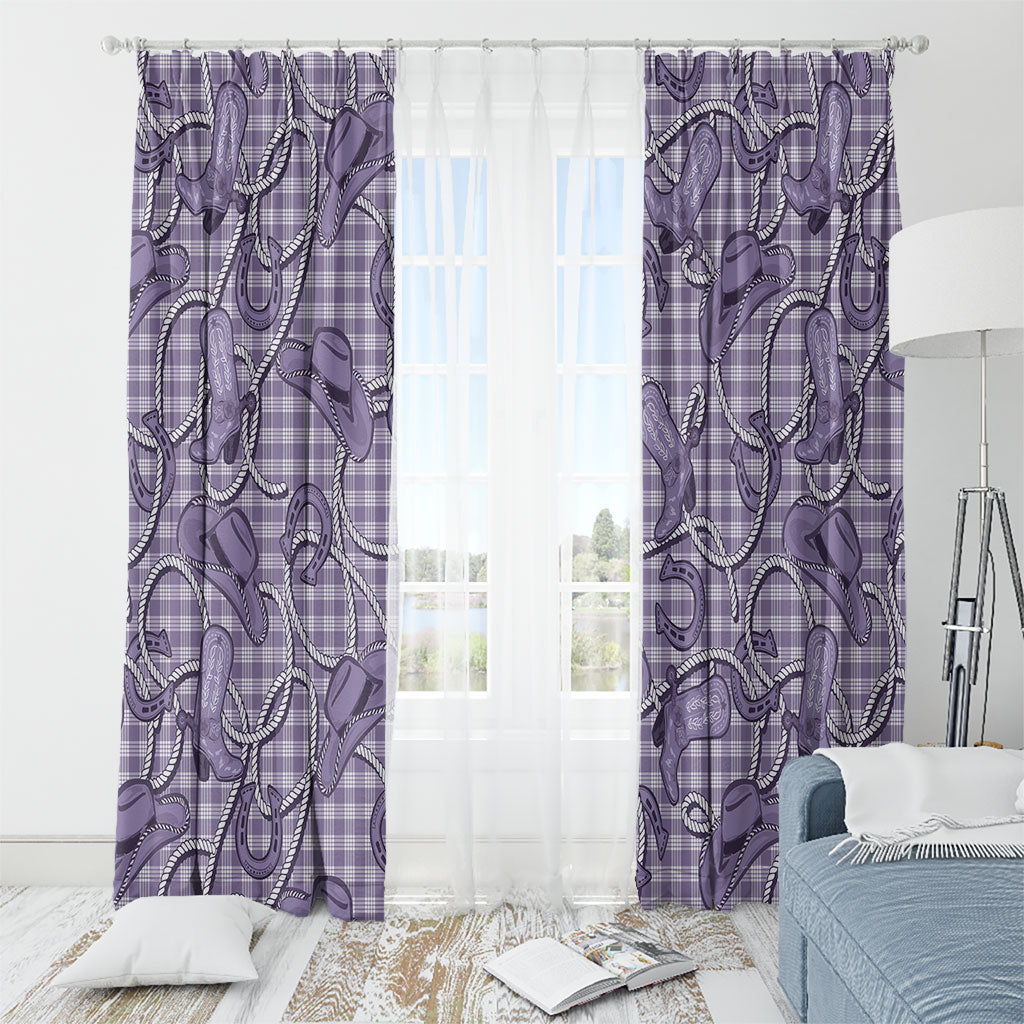 Purple Hawaii Palaka Cowboy Window Curtain Hawaiian Paniolo Festival Spirit