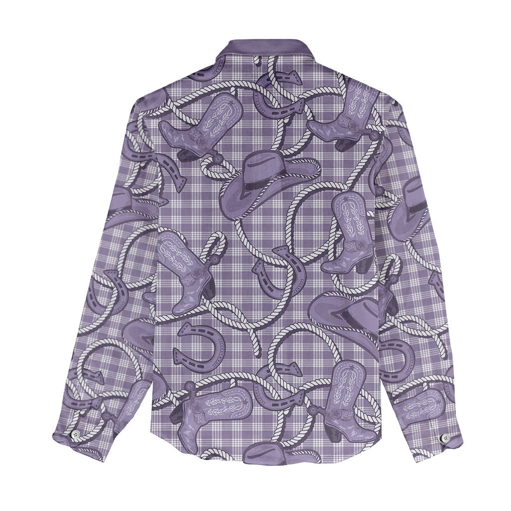 Purple Hawaii Palaka Cowboy Women Casual Shirt Hawaiian Paniolo Festival Spirit