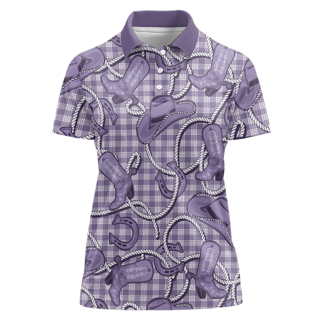 Purple Hawaii Palaka Cowboy Women Polo Shirt Hawaiian Paniolo Festival Spirit