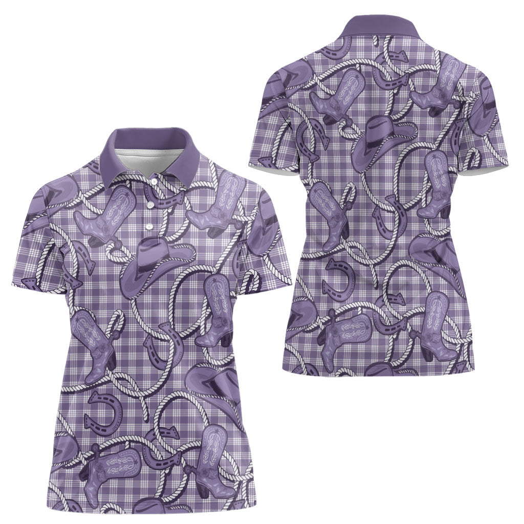 Purple Hawaii Palaka Cowboy Women Polo Shirt Hawaiian Paniolo Festival Spirit