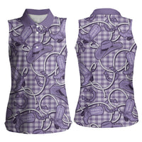 Purple Hawaii Palaka Cowboy Women Sleeveless Polo Shirt Hawaiian Paniolo Festival Spirit