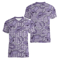 Purple Hawaii Palaka Cowboy Women V-Neck T-Shirt Hawaiian Paniolo Festival Spirit