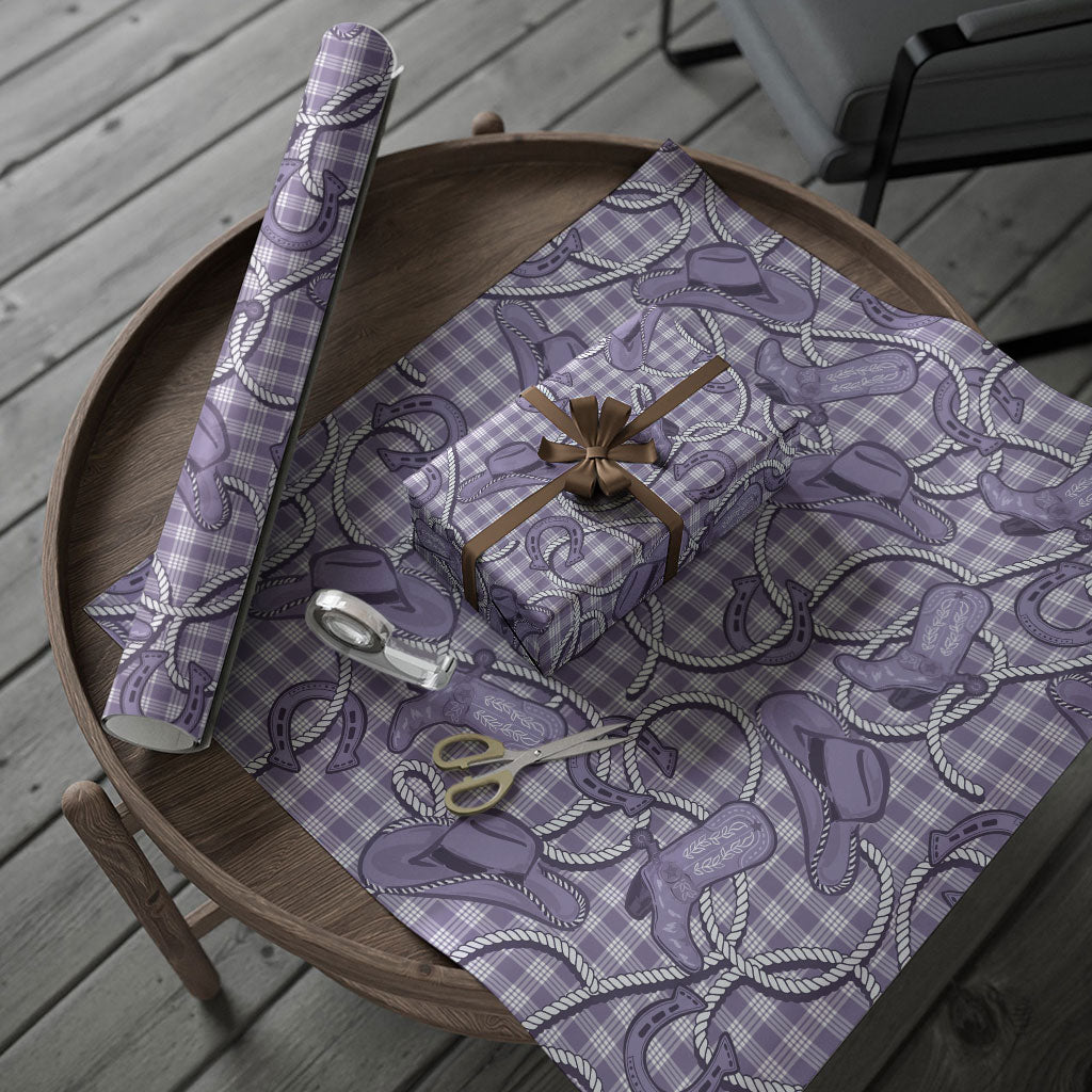 Purple Hawaii Palaka Cowboy Wrapping Paper Hawaiian Paniolo Festival Spirit