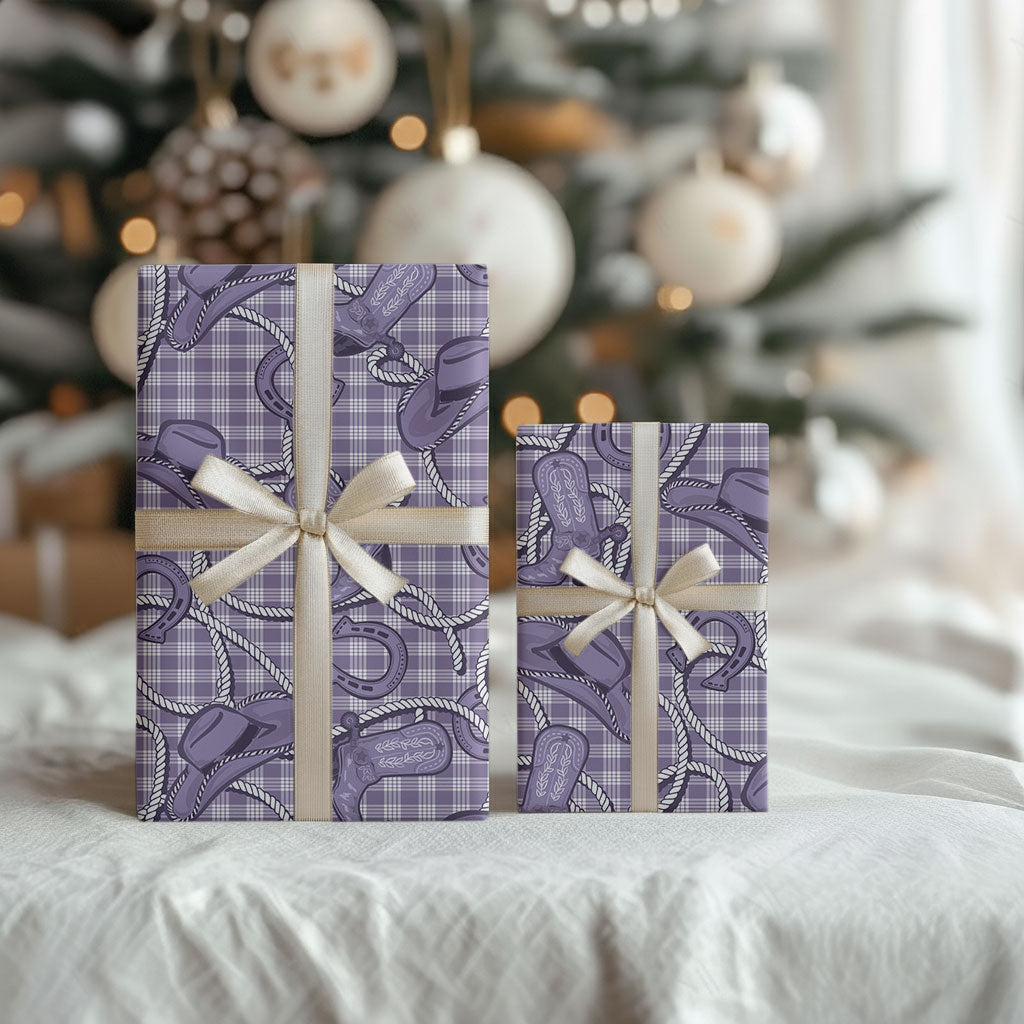 Purple Hawaii Palaka Cowboy Wrapping Paper Hawaiian Paniolo Festival Spirit