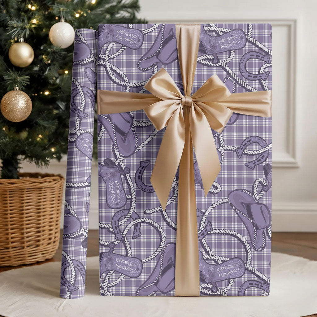 Purple Hawaii Palaka Cowboy Wrapping Paper Hawaiian Paniolo Festival Spirit