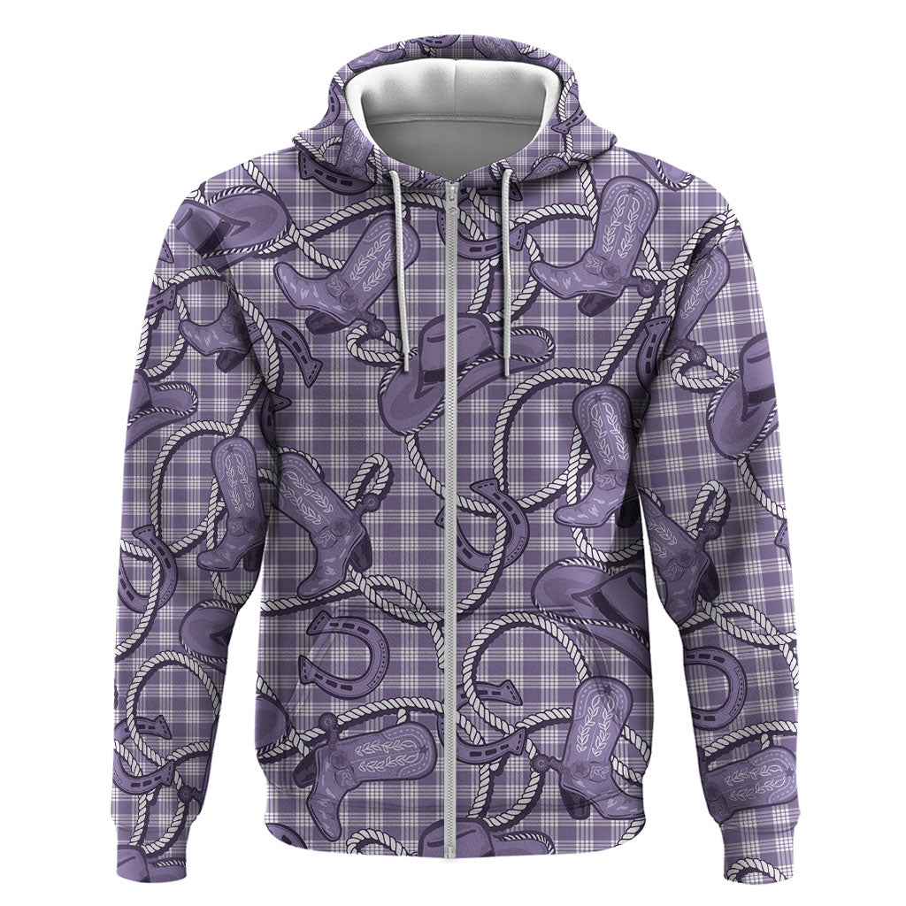 Purple Hawaii Palaka Cowboy Zip Hoodie Hawaiian Paniolo Festival Spirit