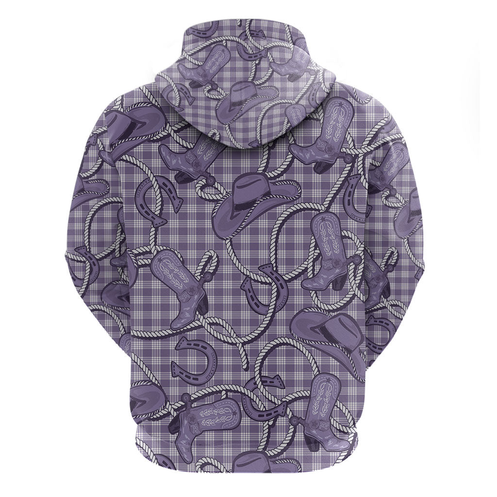 Purple Hawaii Palaka Cowboy Zip Hoodie Hawaiian Paniolo Festival Spirit