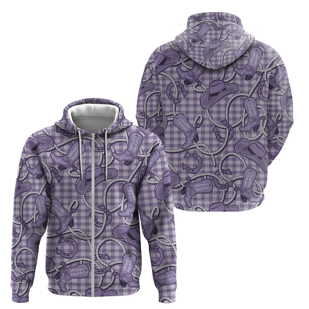 Purple Hawaii Palaka Cowboy Zip Hoodie Hawaiian Paniolo Festival Spirit