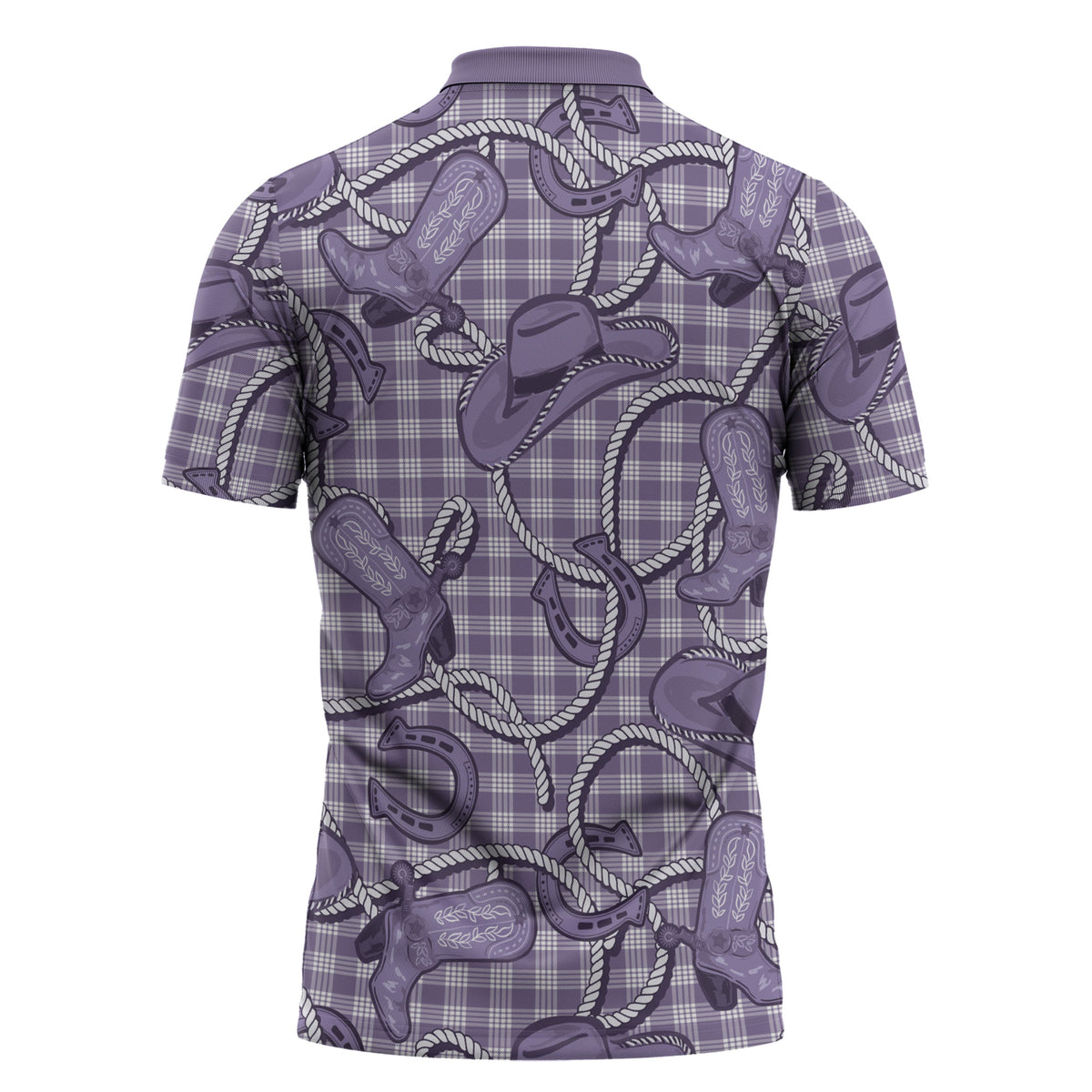 Purple Hawaii Palaka Cowboy Zipper Polo Shirt Hawaiian Paniolo Festival Spirit
