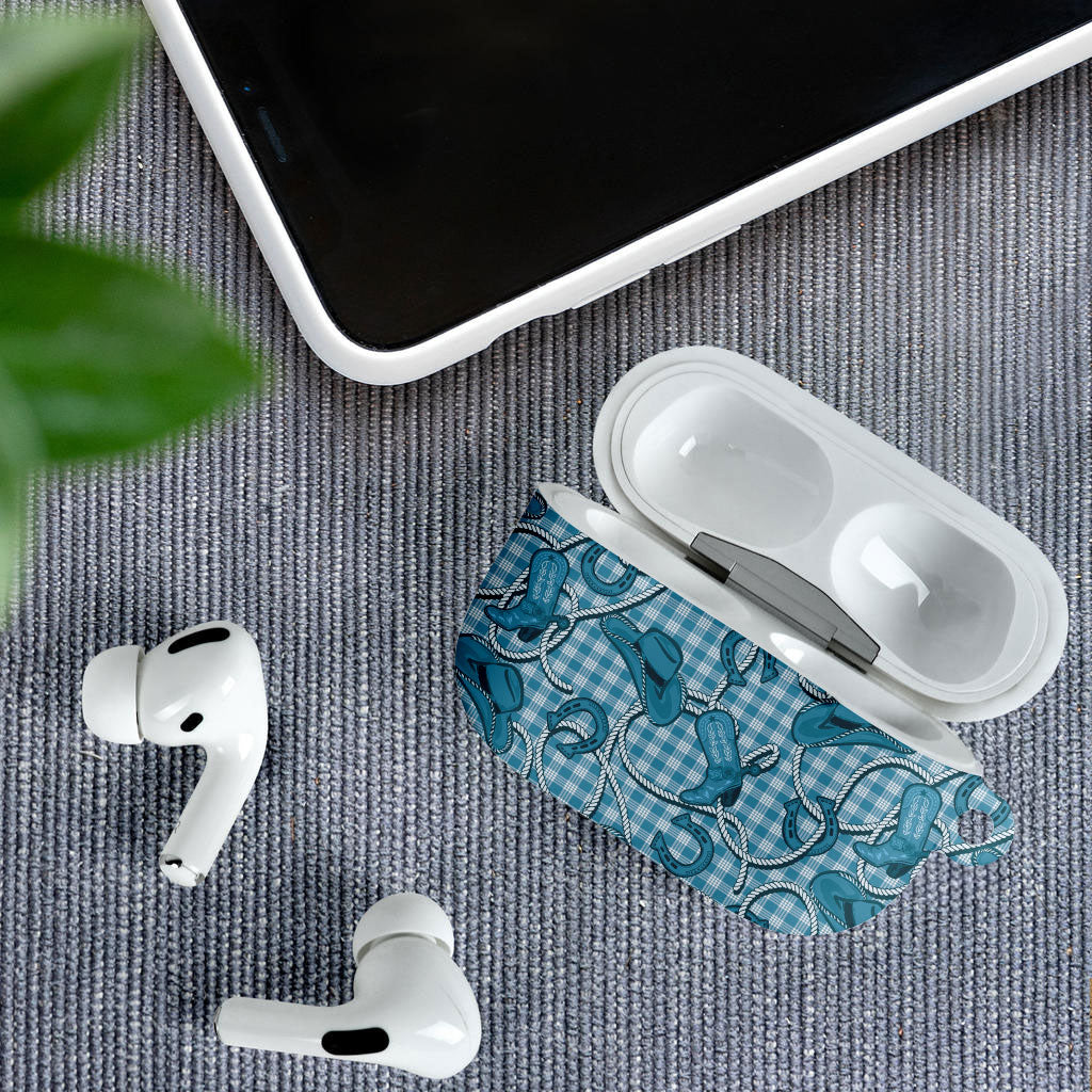 Blue Hawaii Palaka Cowboy AirPods Case Hawaiian Paniolo Festival Spirit