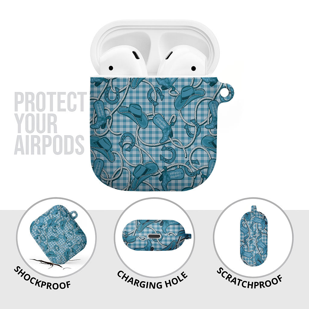 Blue Hawaii Palaka Cowboy AirPods Case Hawaiian Paniolo Festival Spirit