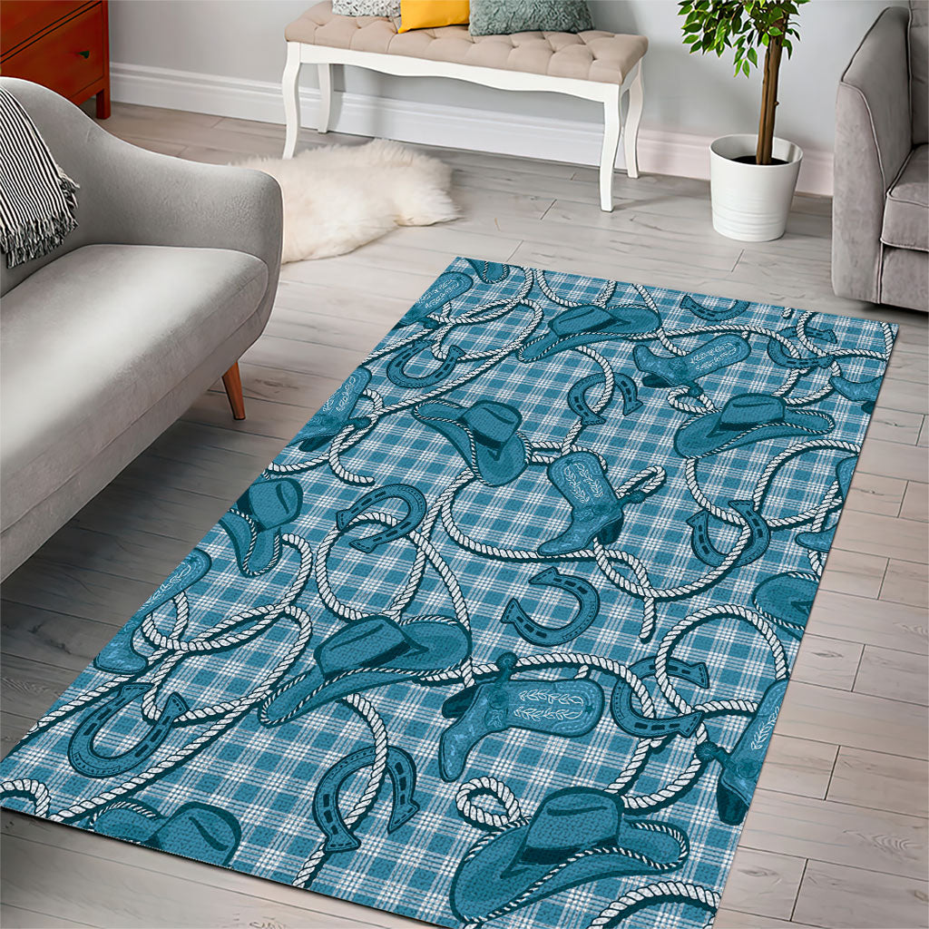 Blue Hawaii Palaka Cowboy Area Rug Hawaiian Paniolo Festival Spirit