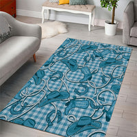 Blue Hawaii Palaka Cowboy Area Rug Hawaiian Paniolo Festival Spirit