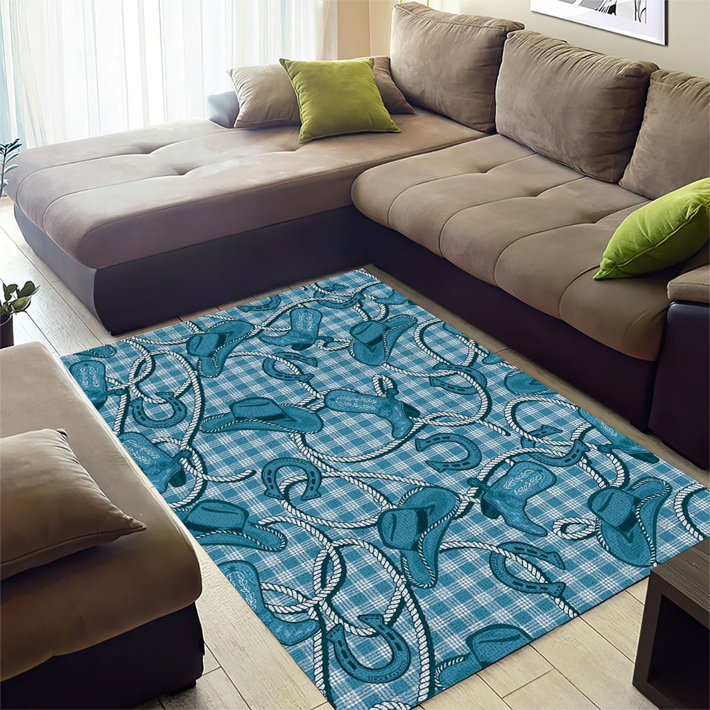 Blue Hawaii Palaka Cowboy Area Rug Hawaiian Paniolo Festival Spirit