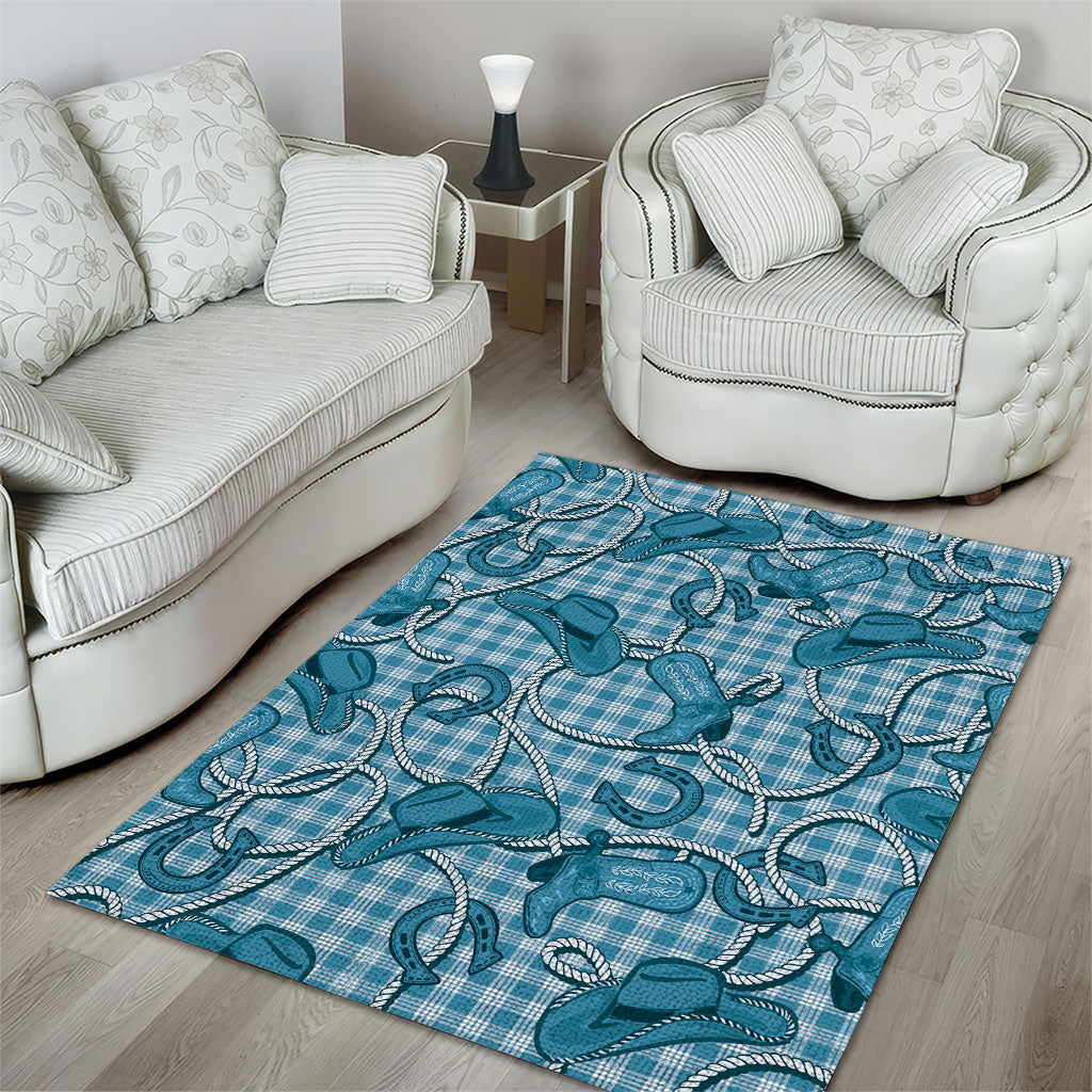 Blue Hawaii Palaka Cowboy Area Rug Hawaiian Paniolo Festival Spirit