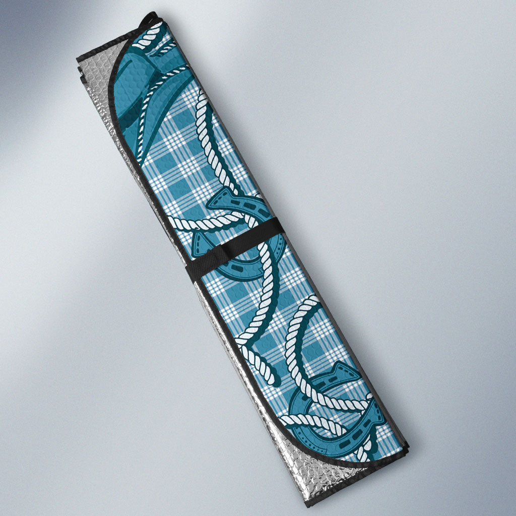 Blue Hawaii Palaka Cowboy Auto Sun Shade Hawaiian Paniolo Festival Spirit