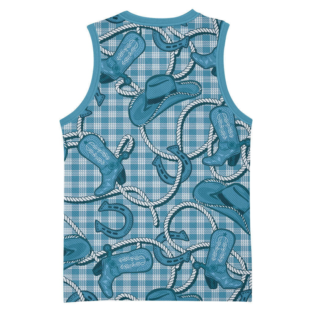 Blue Hawaii Palaka Cowboy Basketball Jersey Hawaiian Paniolo Festival Spirit