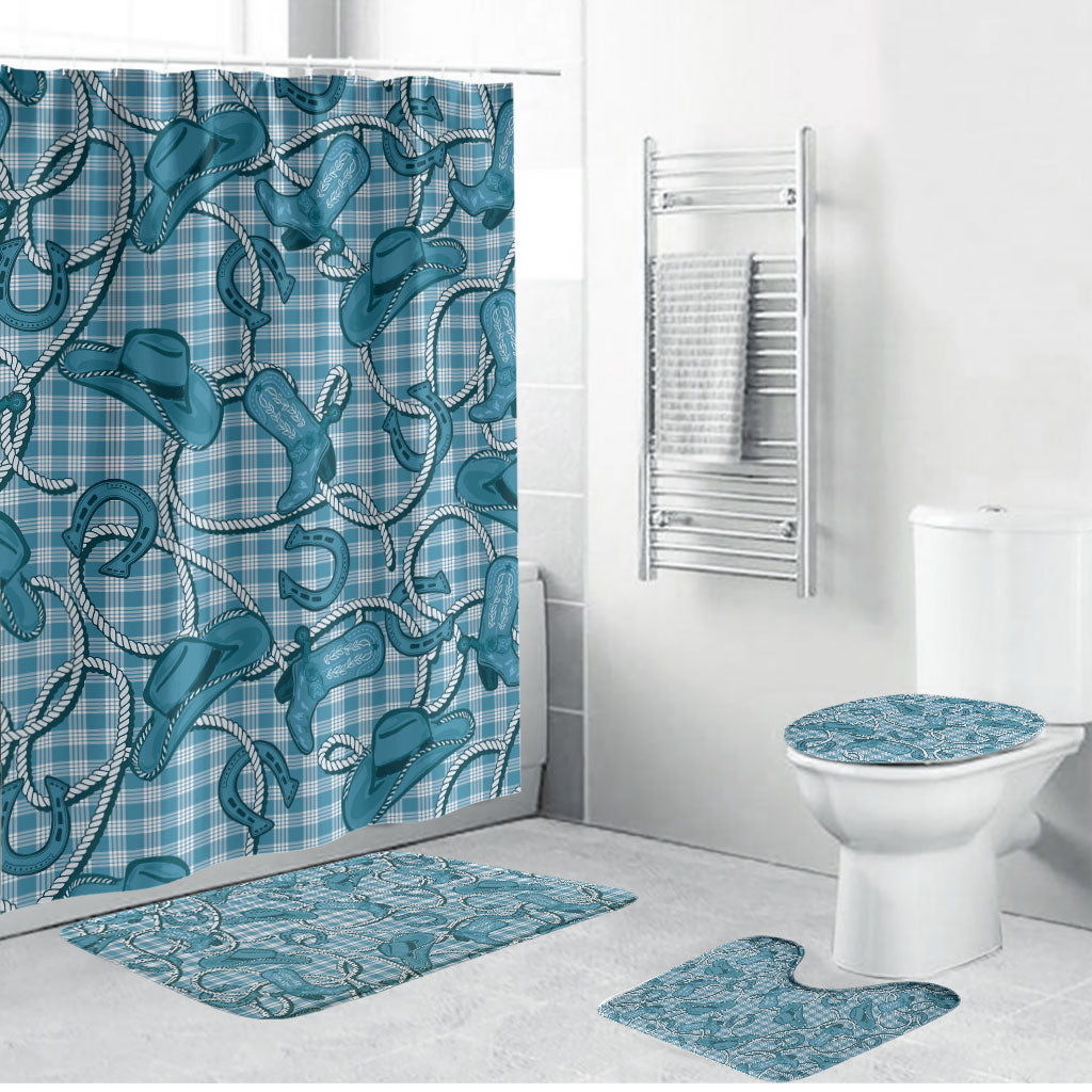 Blue Hawaii Palaka Cowboy Bathroom Set Hawaiian Paniolo Festival Spirit