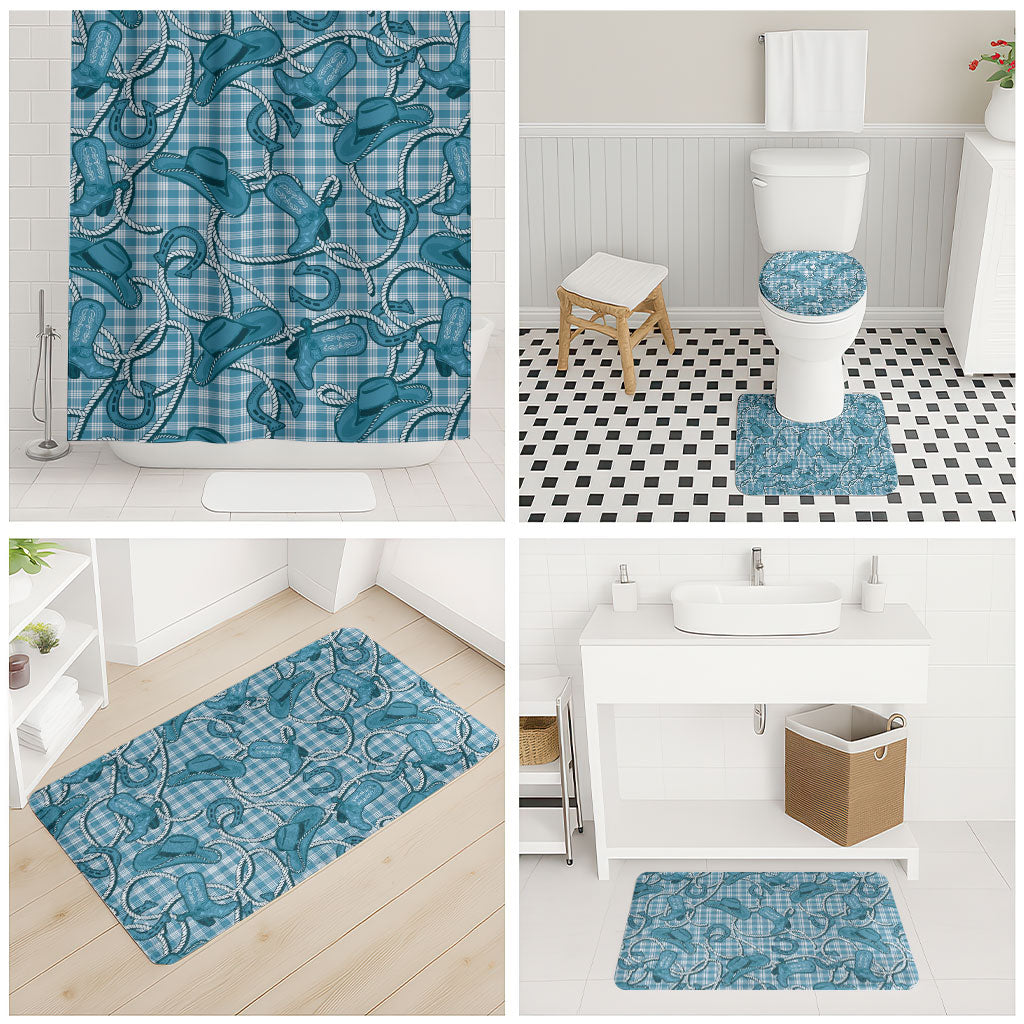 Blue Hawaii Palaka Cowboy Bathroom Set Hawaiian Paniolo Festival Spirit